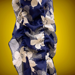 ドレープ際立つ 着物ガウン 絽 紗 シースルー シアー 袖クシュ 羽織 着物リメイク男女兼用 フリーサイズ K6405 4枚目の画像