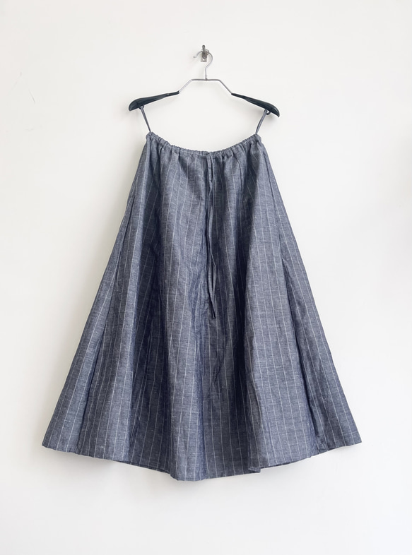 8枚はぎスカート　* Linen chambray stripe * 6枚目の画像