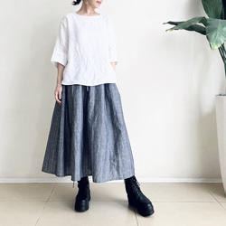 8枚はぎスカート　* Linen chambray stripe * 3枚目の画像