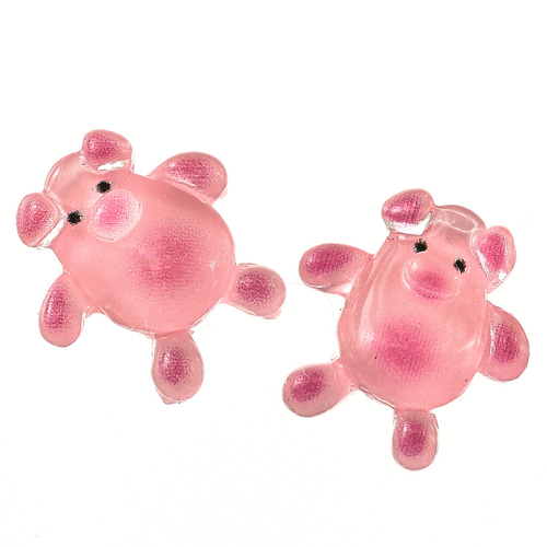 デコパーツ 動物 ぶた 11mm ピンク 200個 アニマル 3D ネイル