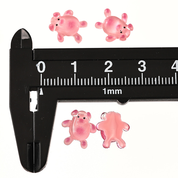 デコパーツ 動物 ぶた 11mm ピンク 200個 アニマル 3D ネイルパーツ ミニ 手芸 パーツ BD3787 4枚目の画像