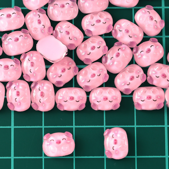 デコパーツ 動物 ぶた 顔 10mm ピンク 200個 3D アニマル ネイルパーツ ミニ ハンドメイド BD3789 5枚目の画像