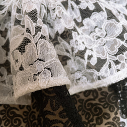 白黒レース 付けフリル 斜めがけフリル 付け衿 帯飾り飾り衿 重ね衿 サッシュ ペプラム飾り 着物リメイクK6409 6枚目の画像