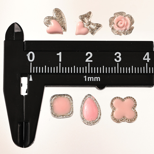 デコパーツ ハート 12mm ピンク 500個 花 混形 3D ネイルパーツ ミニ ハンドメイド パーツ BD3791 4枚目の画像