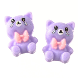 デコパーツ クマ 動物 12mm 紫 200個 3D 熊 リボン ネイルパーツ ミニ 手芸 パーツ BD3793 3枚目の画像