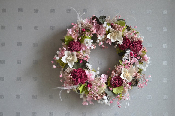 【早割＊母の日2024】かすみピンクの花束wreath 1枚目の画像