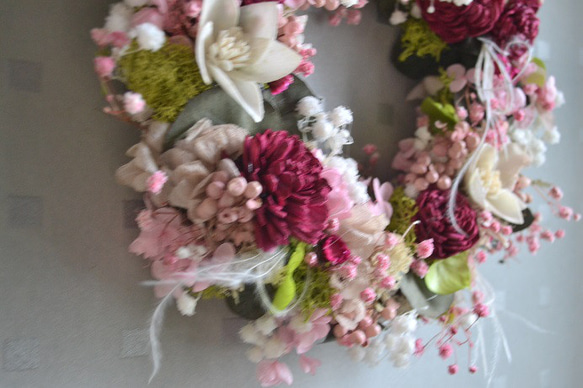 【早割＊母の日2024】かすみピンクの花束wreath 7枚目の画像