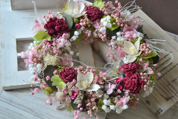 【早割＊母の日2024】かすみピンクの花束wreath 6枚目の画像