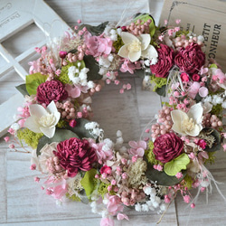 【早割＊母の日2024】かすみピンクの花束wreath 2枚目の画像