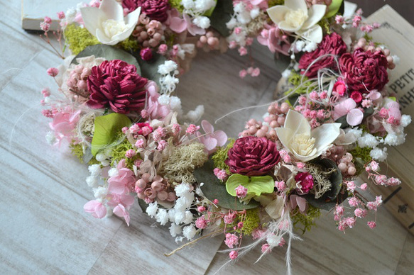 【早割＊母の日2024】かすみピンクの花束wreath 4枚目の画像