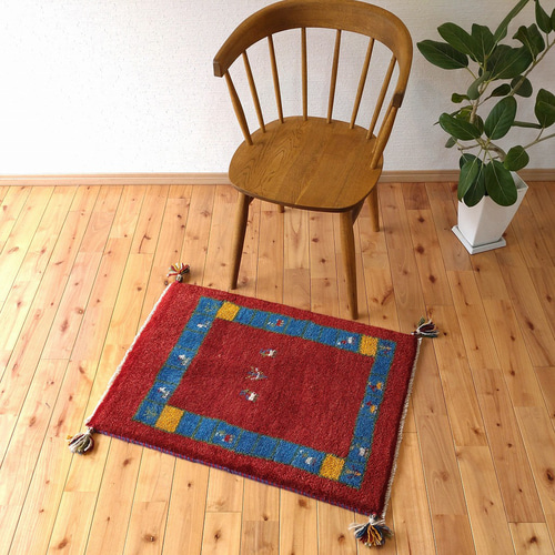 ペルシャ絨毯 ギャッベ a530手織り 未使用品 在庫一掃セール 115x82 感謝キャンペーン50%OFF】ペルシャ ギャッベ 玄関マット 80x58cm