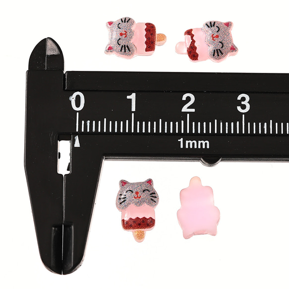 デコパーツ 猫 アイス 12mm 250個 混色 3D 動物 アニマル ネイルパーツ ミニ ハンドメイド BD3796 4枚目の画像
