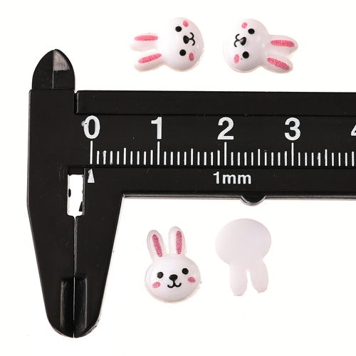 デコパーツ うさぎ 動物 顔 白 11mm 250個 3D アニマル ネイル