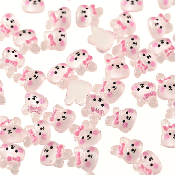 デコパーツ うさぎ リボン 7mm 250個 動物 顔 3D アニマル