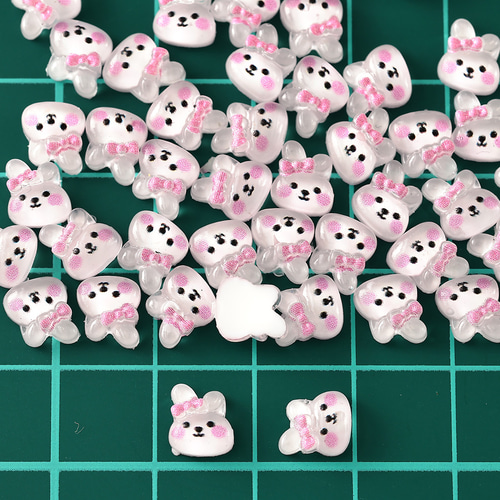 デコパーツ うさぎ リボン 7mm 250個 動物 顔 3D アニマル デコパーツ うさぎ リボン 7mm 250個 動物 顔 3D アニマル