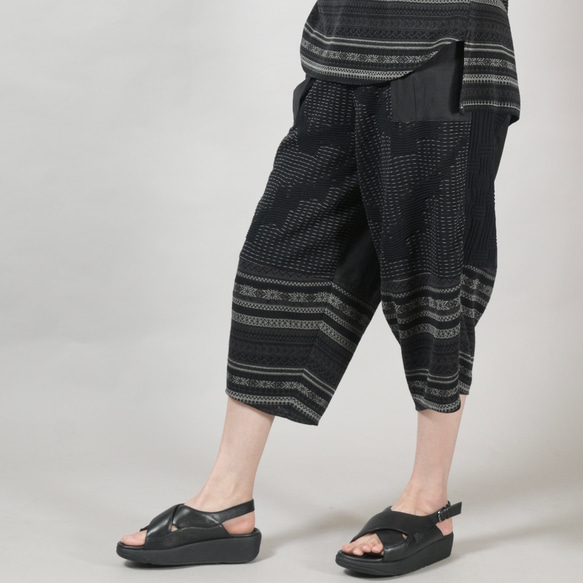 SALE パッチワーク切り替え コクーンパンツ ボトムス レディース ロング丈 ジャガード Yoshi Yoshi DENIM ラップタックセミワイドパンツ デニム vent blanc VBP243397 ヴァンブラン QG1520980558(11550円)