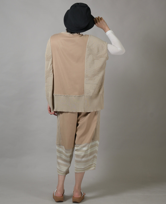 SALE パッチワーク切り替え コクーンパンツ ボトムス レディース ロング丈 ジャガード Yoshi Yoshi DENIM ラップタックセミワイドパンツ デニム vent blanc VBP243397 ヴァンブラン QG1520980558(11550円)