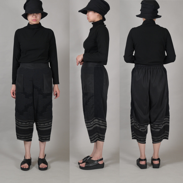 SALE パッチワーク切り替え コクーンパンツ ボトムス レディース ロング丈 ジャガード Yoshi Yoshi DENIM ラップタックセミワイドパンツ デニム vent blanc VBP243397 ヴァンブラン QG1520980558(11550円)