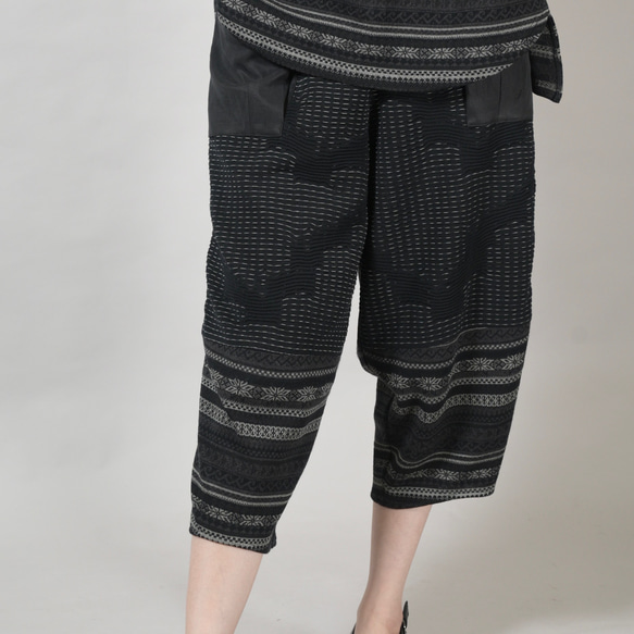 SALE パッチワーク切り替え コクーンパンツ ボトムス レディース ロング丈 ジャガード Yoshi Yoshi DENIM ラップタックセミワイドパンツ デニム vent blanc VBP243397 ヴァンブラン QG1520980558(11550円)