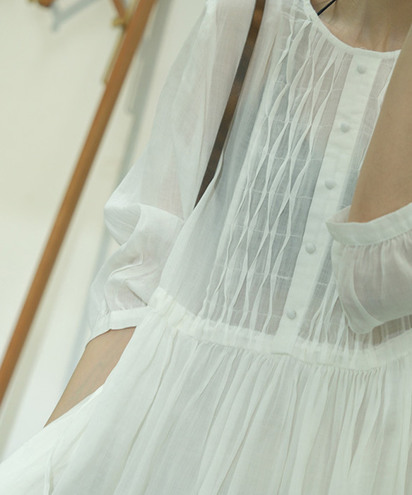 新作.品質よい麻/リネンドレス.上品な涼しいワンピース　ミディアムスカート　4色 10枚目の画像