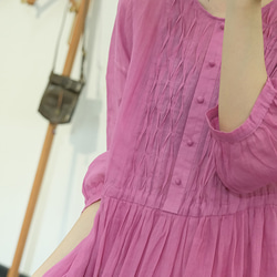 新作.品質よい麻/リネンドレス.上品な涼しいワンピース　ミディアムスカート　4色 6枚目の画像