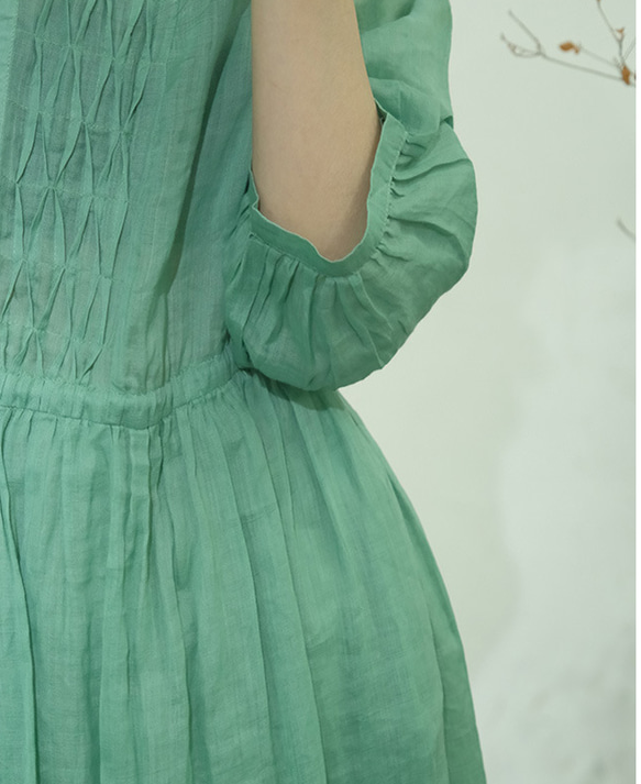 新作.品質よい麻/リネンドレス.上品な涼しいワンピース　ミディアムスカート　4色 13枚目の画像