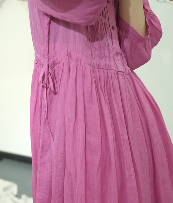 新作.品質よい麻/リネンドレス.上品な涼しいワンピース　ミディアムスカート　4色 8枚目の画像