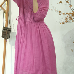 新作.品質よい麻/リネンドレス.上品な涼しいワンピース　ミディアムスカート　4色 7枚目の画像