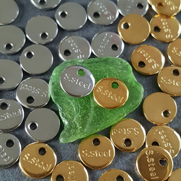10pcs] オール ステンレス サークル S.STEEL刻印プレート 金属