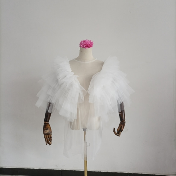 ソフトチュール オフホワイト トップス 編み上げ 妊婦 写真撮影 結婚式  