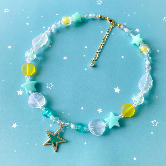 little princess＊ STAR - yellow × mint ☆ キッズアクセサリー セット 夏 女の子 3枚目の画像