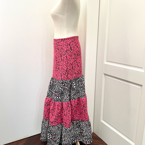 フラメンコ衣装 3段ティアードファルダ・ピキージョ ロングスカート