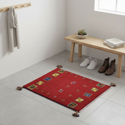 ペルシャ ギャッベ 玄関 85×63 桃色 茜色 ザクロの木 ペルシャ