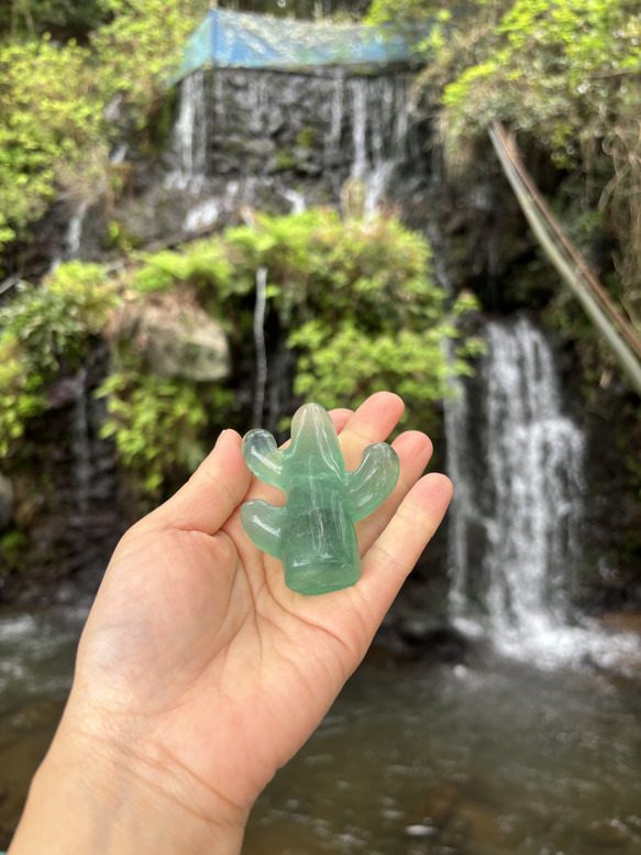 フローライト☆サボテン☆リングレストにも♪☆ 瀧川神社にて浄化☆68mm☆100ｇ 7枚目の画像