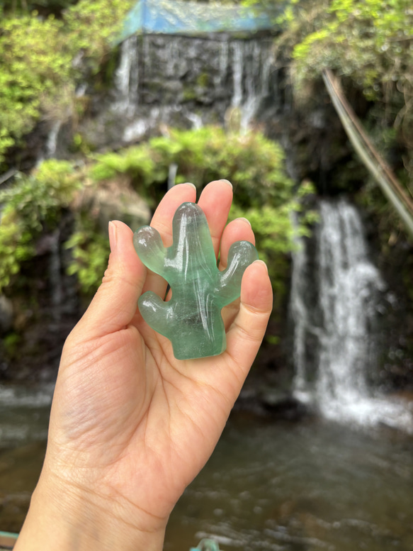 フローライト☆サボテン☆リングレストにも♪☆ 瀧川神社にて浄化☆68mm☆100ｇ 8枚目の画像