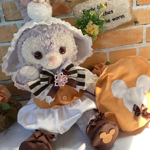 ジェラトーニ♡うさ耳帽子お洋服セット ジェラトーニ S モスグリーン色うさぎ10点コスチューム ベレー帽