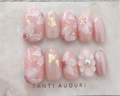 ネイルチップ 現品 オーダー かわいい 春 夏 卒業式 入学式 花 桜 ネイルチップ 現品 オーダー かわいい 春 夏 卒業式 入学式 花 桜