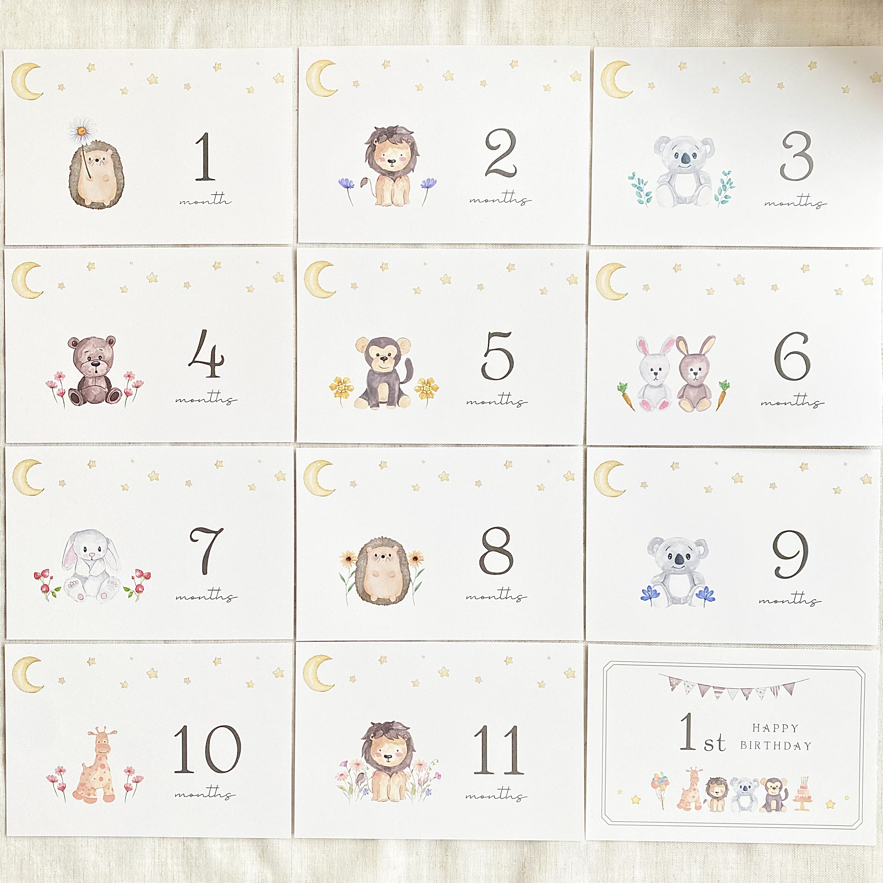 マンスリーカード 月齢カード 命名書 くま No.5 くろ ハガキサイズ L  