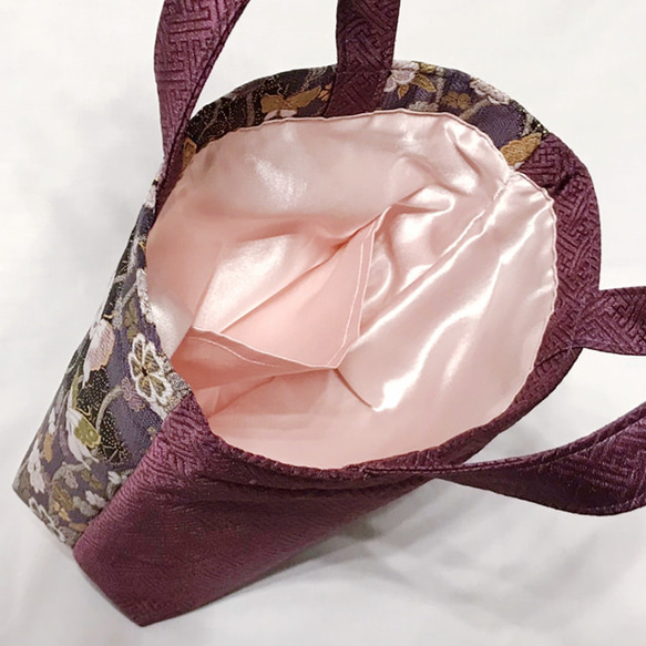 金襴布トートバッグ　蝶々（紫）　和柄バッグ　和装に最適　華やかで上品　西陣織　 3枚目の画像