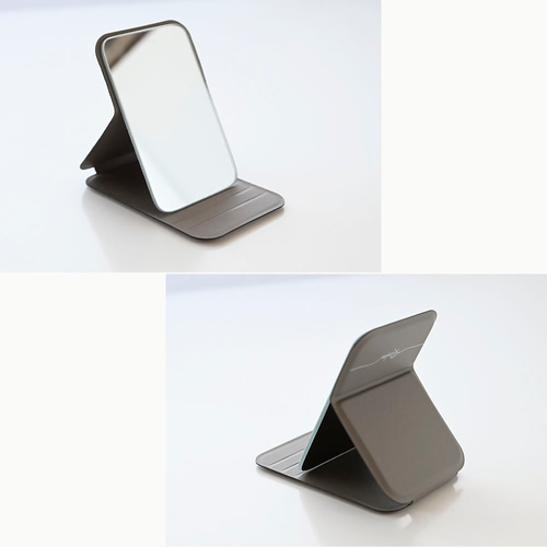 折りたたみ スタンドミラー 名入れ 】 コンパクトミラー ポケット