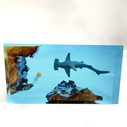 サメ＆クラゲ レジンランプ 手作り オーシャンライト 水中冒険装飾品 ベッドサイドランプ ギフト a-429 8枚目の画像