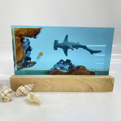 サメ＆クラゲ レジンランプ 手作り オーシャンライト 水中冒険装飾品 ベッドサイドランプ ギフト a-429 2枚目の画像
