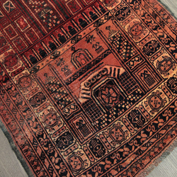 アンティーク　ミフラブデザイン　オールド手織り絨毯　アフガニスタン　トライバルラグ　部族絨毯　67x99cm　＃108 6枚目の画像