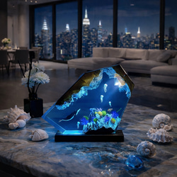大型オーシャンレジン折り畳みアート作品ハンドメイド宮古ブルー　ローテーブル レジン テーブル 海 のおすすめ人気通販 検索結果｜Creema(クリーマ
