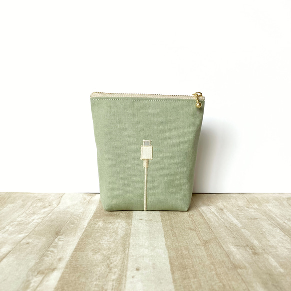 充電器！ポーチ【ピスタチオ】 2枚目の画像