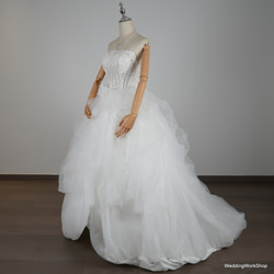 美しい キラキラスパンコール   ウェディングドレス ス上品な重なり合う多層のオーガンジースカート 結婚式G190 9枚目の画像
