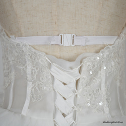 美しい キラキラスパンコール   ウェディングドレス ス上品な重なり合う多層のオーガンジースカート 結婚式G190 18枚目の画像