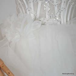 美しい キラキラスパンコール   ウェディングドレス ス上品な重なり合う多層のオーガンジースカート 結婚式G190 16枚目の画像