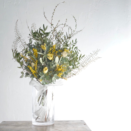 ミモザとラナンキュラスのブーケ 誕生日ギフト ウェディングにも