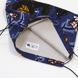 アフリカ布の巾着ショルダー（ バタフライ・蝶 ）斜めがけ たすき掛け インナーバッグ 7枚目の画像